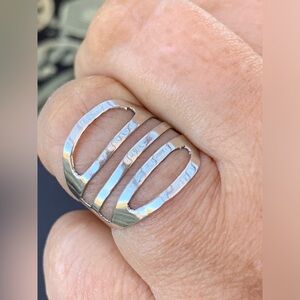 Vintage Sterling Silver Handcrafted Abstract Ring - Size 7 1/4